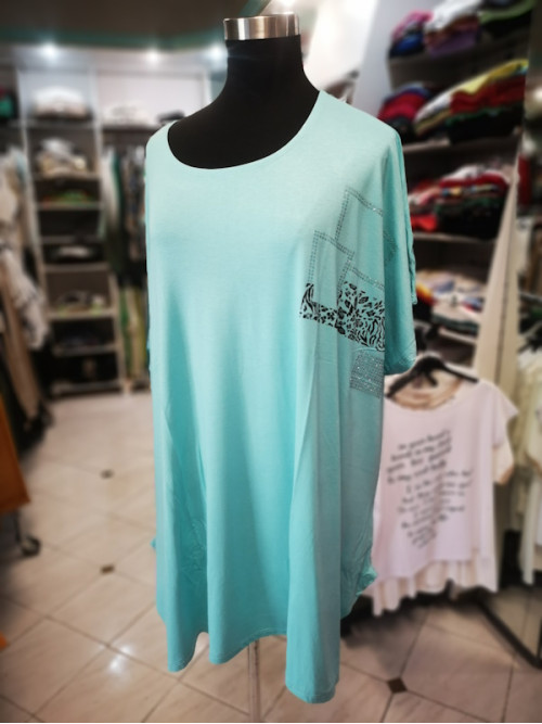 Viskozna majica za močnejše postave TU083 turkizna