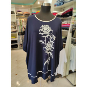 Ženska majica za močnejše postave T6020 modra