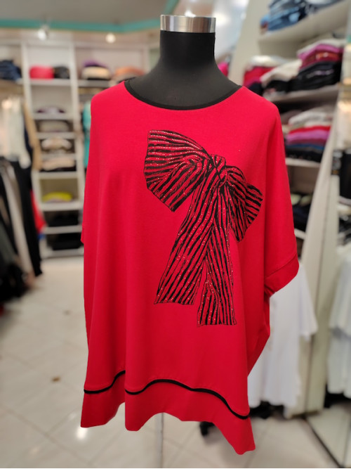 Ženska majica za močnejše postave T6021 rdeča