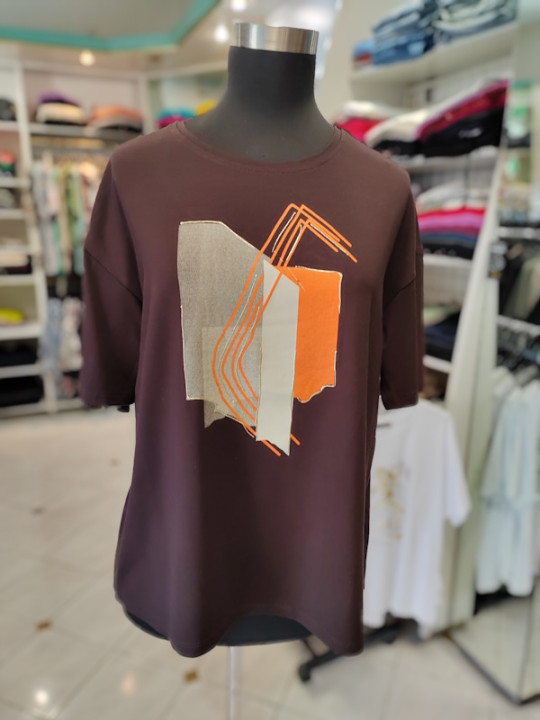 Ženska modna majica T6016 rjava