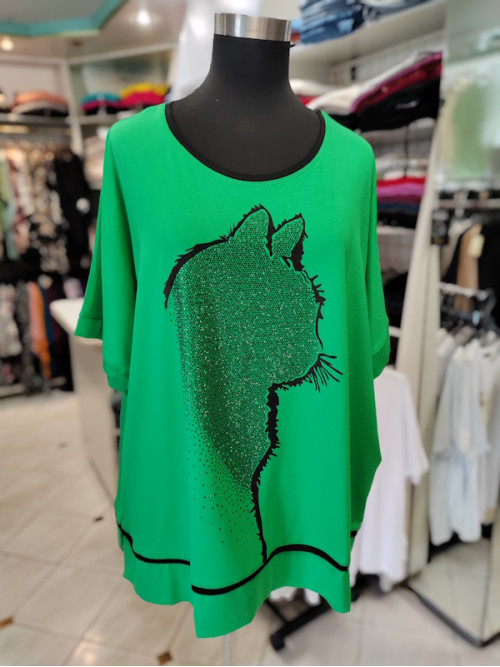 Ženska majica za močnejše postave T6019 zelena