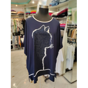 Ženska majica za močnejše postave T6019 modra