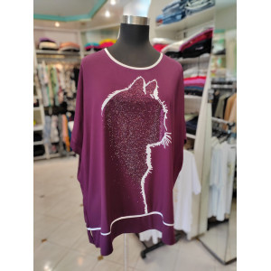 Ženska majica za močnejše postave T6019 vijolična