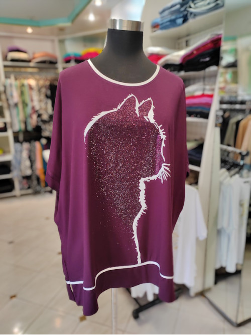 Ženska majica za močnejše postave T6019 vijolična