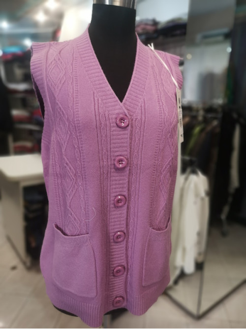 Ženski pleten brezrokavnik ES029 vijoličen