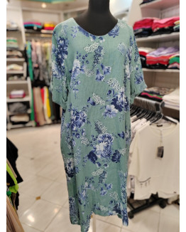 Lanena poletna obleka S5100 zelena