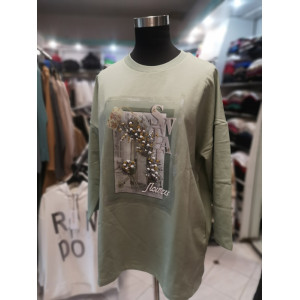 Ženska majica s 3-4 rokavi ES172 zelena