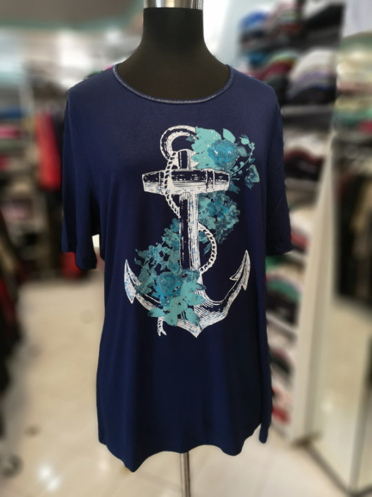 Majica s kratkimi rokavi Zamba Sidro modra-turkiz