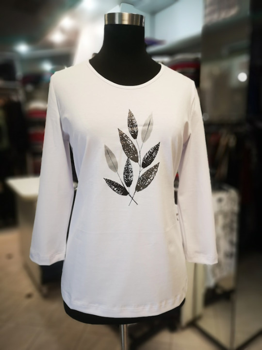 Ženska majica s 3-4 rokavi SIA1 bela (do velikosti 54)